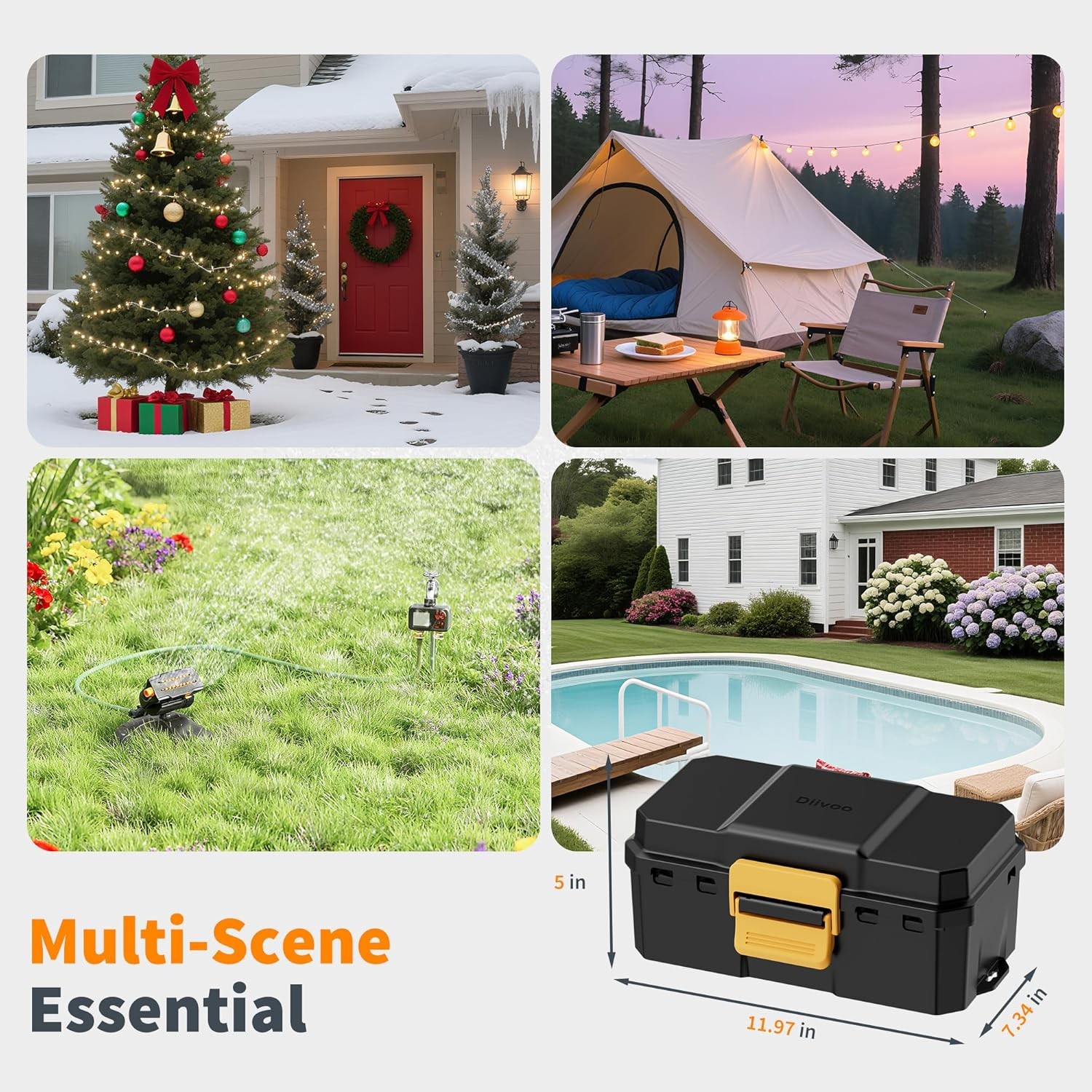 Waterproof Electrical Box Outdoor Extension Cord Cover Large Outdoor Cord Box