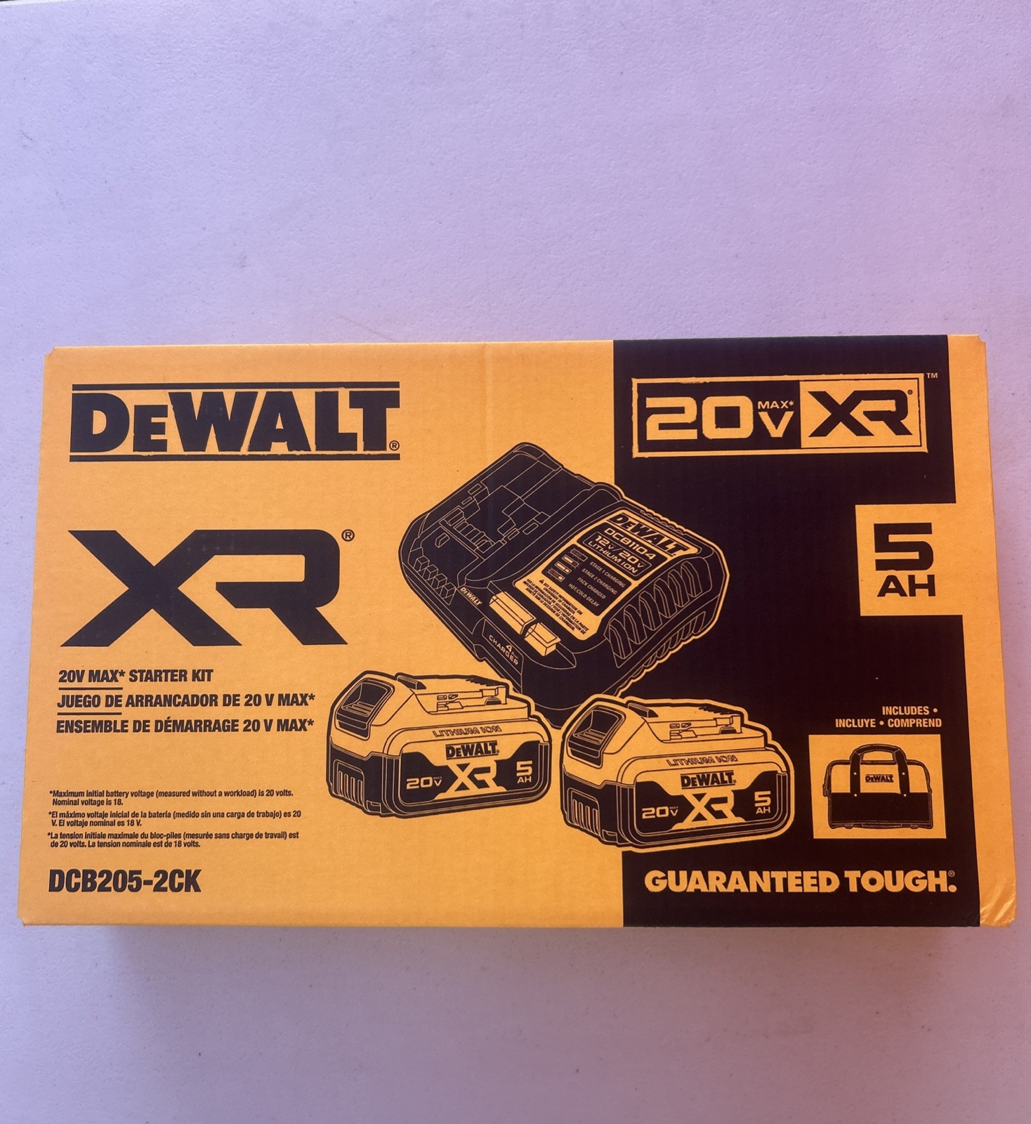 Dewalt 20V DCB205-2CK Starter Kit DCB205 5.0 Batteries, Charger AND Bag NEW
