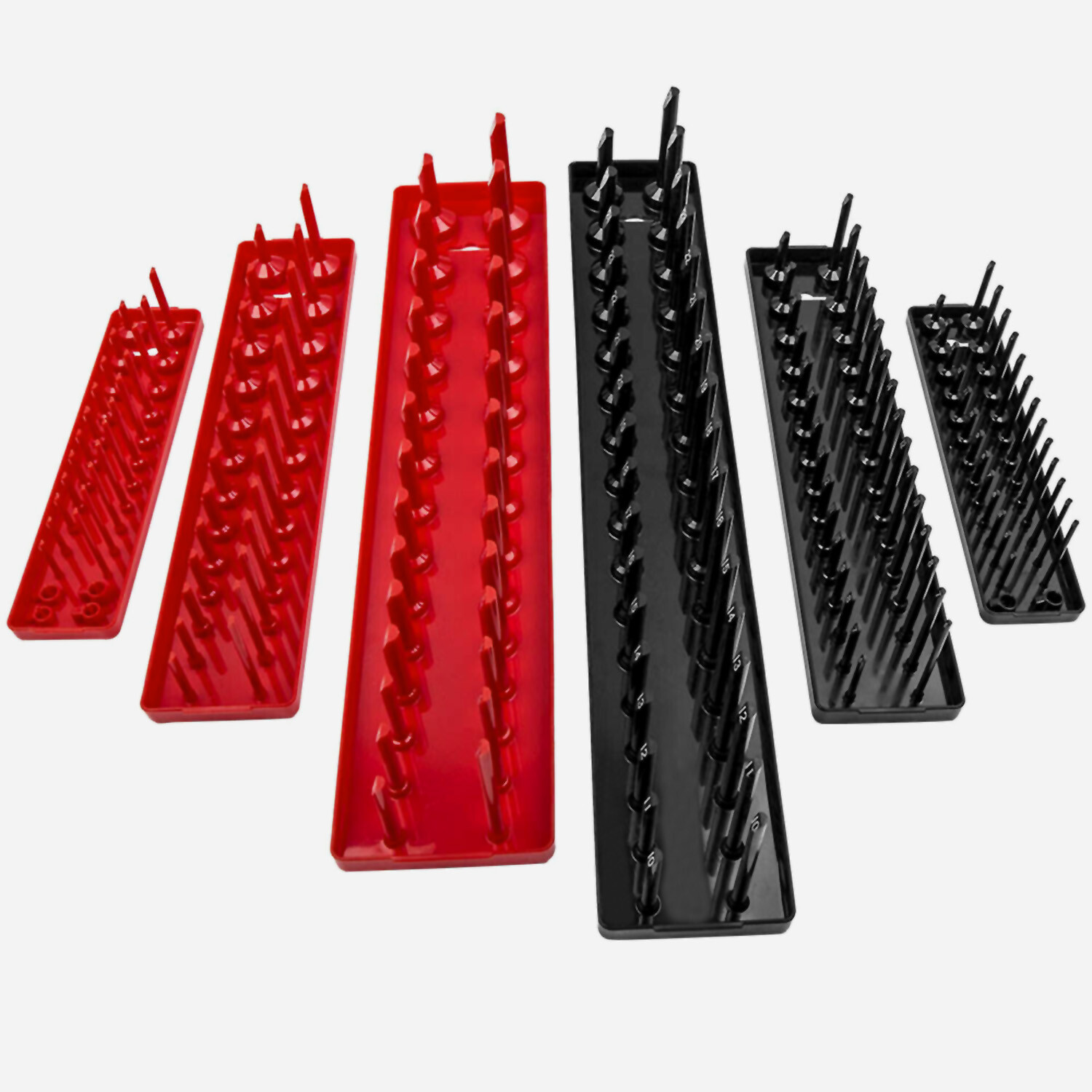 6PCS Socket Organizer Tray Set Hold 90 Metric&76 SAE Socket 1/4″ 3/8″ 1/2″ Drive