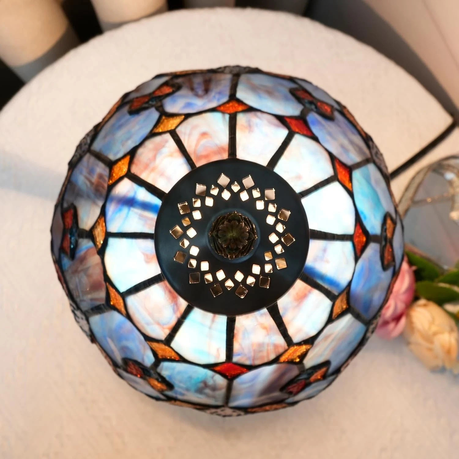 Tiffany Stained Glass Bedside Lamp – Cute Home Decor Gift for Any Room