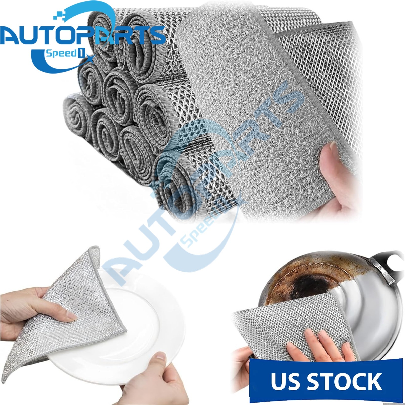 6 Pack Steel Wool Dishwashing Pads Multipurpose Mesh Dish Cloths Stainless Steel