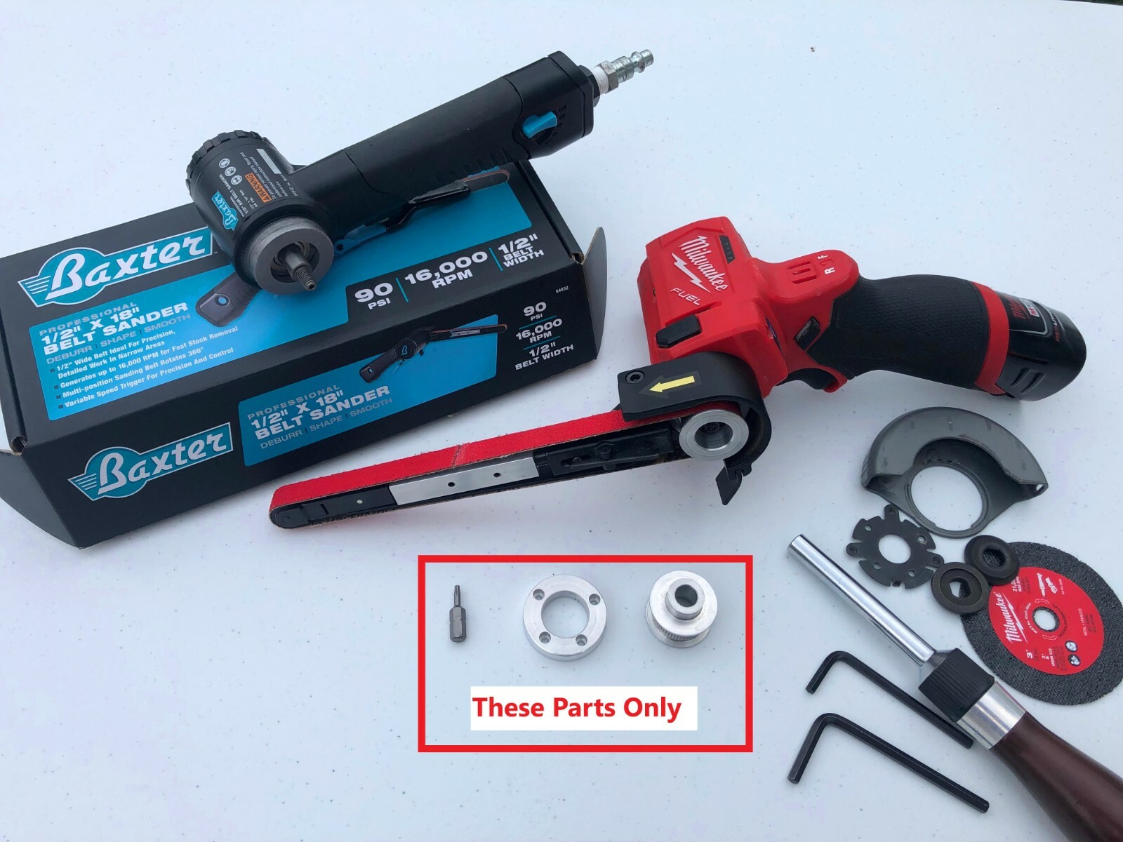 Belt Sander CONVERSION PARTS FOR Milwaukee M12 Cut Off Saw 2522-20, 1/2″ x 18″