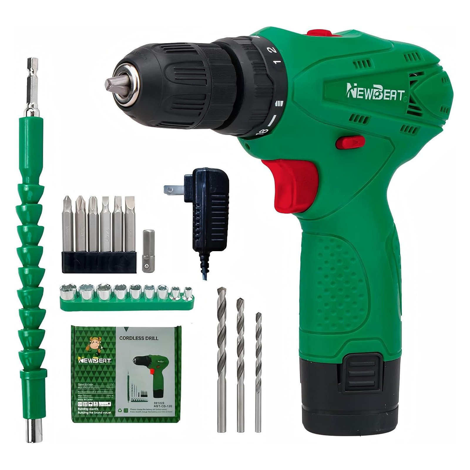 Portable 12V Cordless Drill Driver Electric Screwdriver Handheld Tool Set