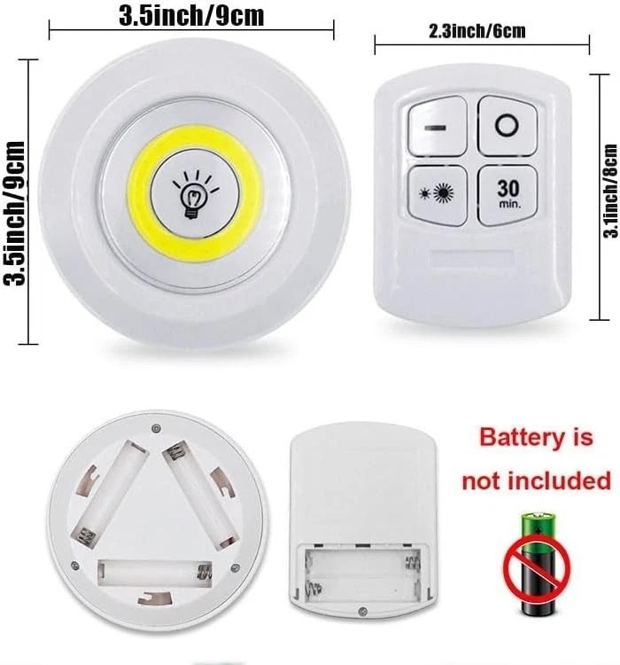3PCS LED Puck Light Wireless Under Cabinet Lighting Kit Kitchen Counter Light US