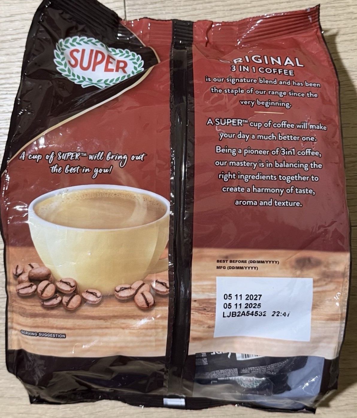 SUPER Original 3 in 1 Instant Coffee Beverage Mix 40 Sticks (21.16 oz) Malaysia