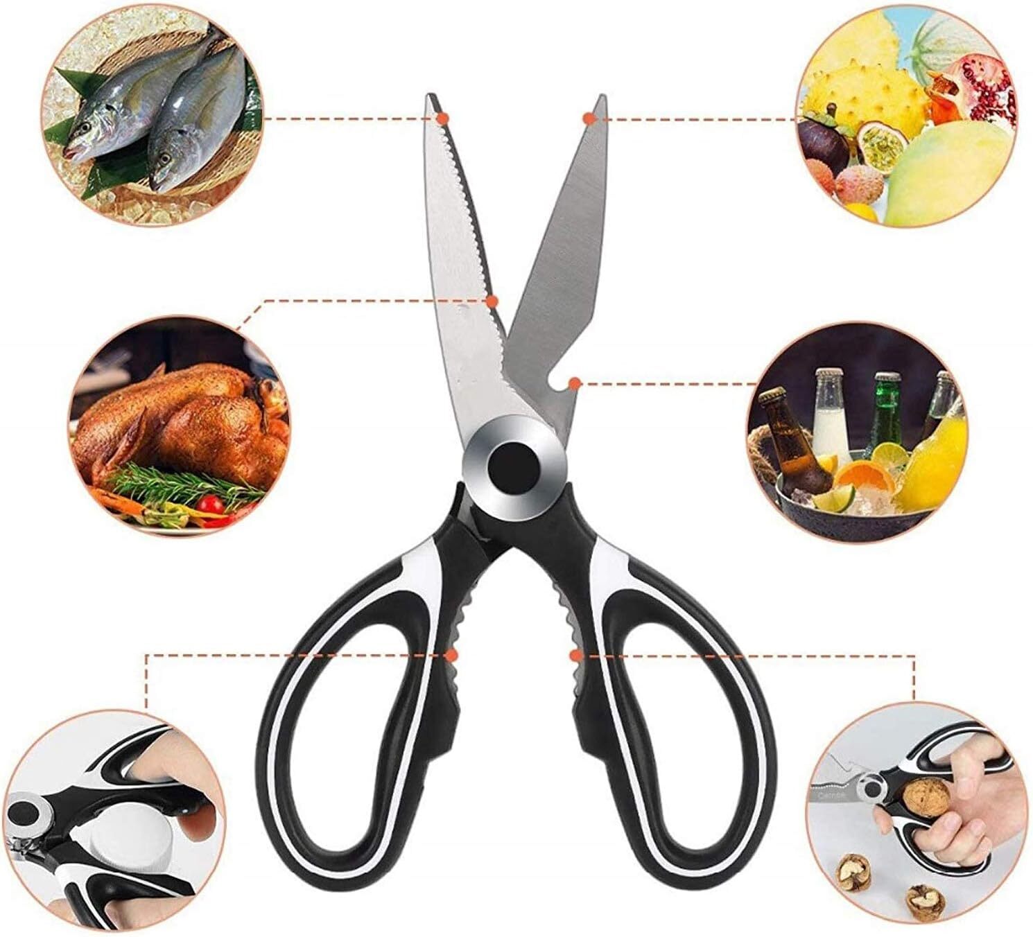 Stainless Steel Kitchen Shears Heavy Duty Scissors for Meat Fish Chicken Bones