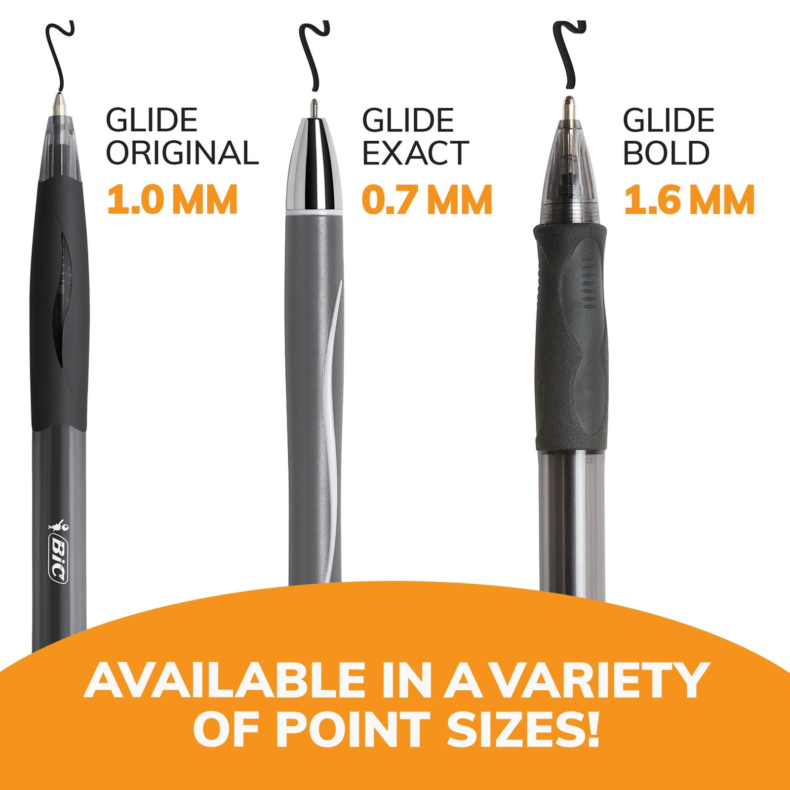 BIC Glide Black Retractable Ballpoint Pens, Medium Point (1.0mm), 4-Count Pack,