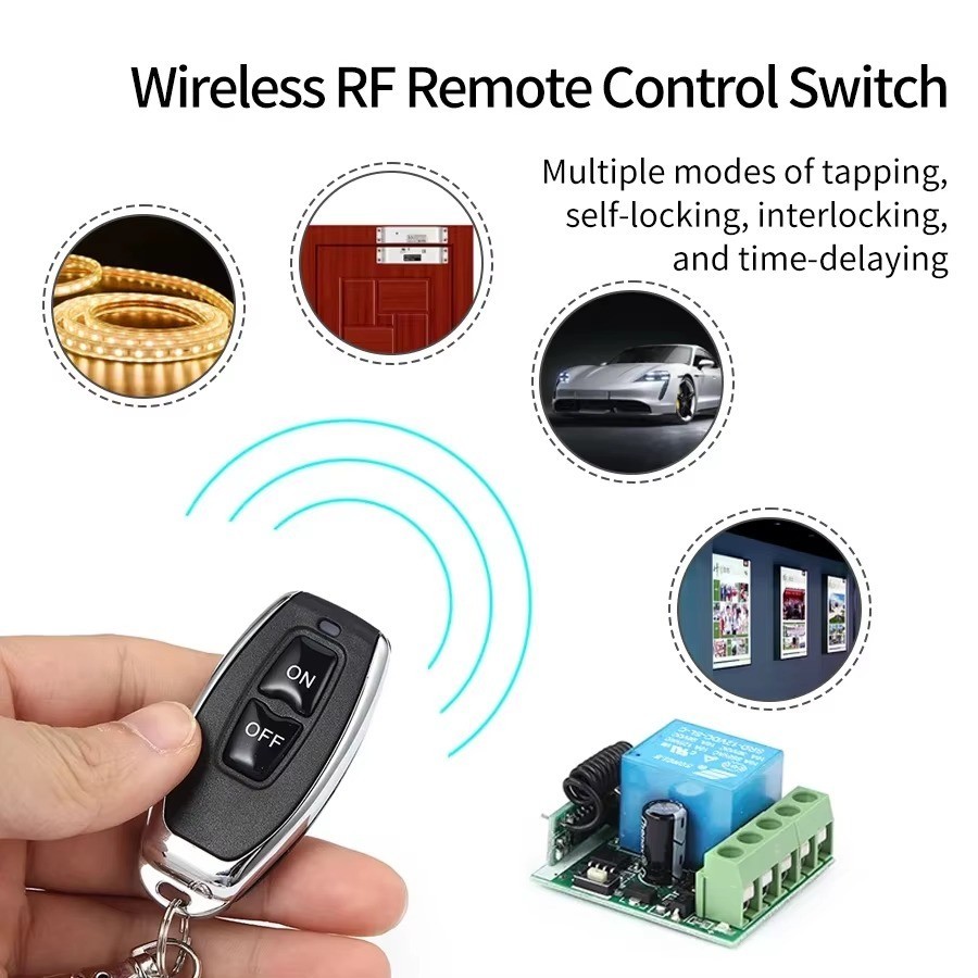 433MHz Wireless Remote Switch DC 12V 1CH RF Relay & 2CH Transmitter Door Lock