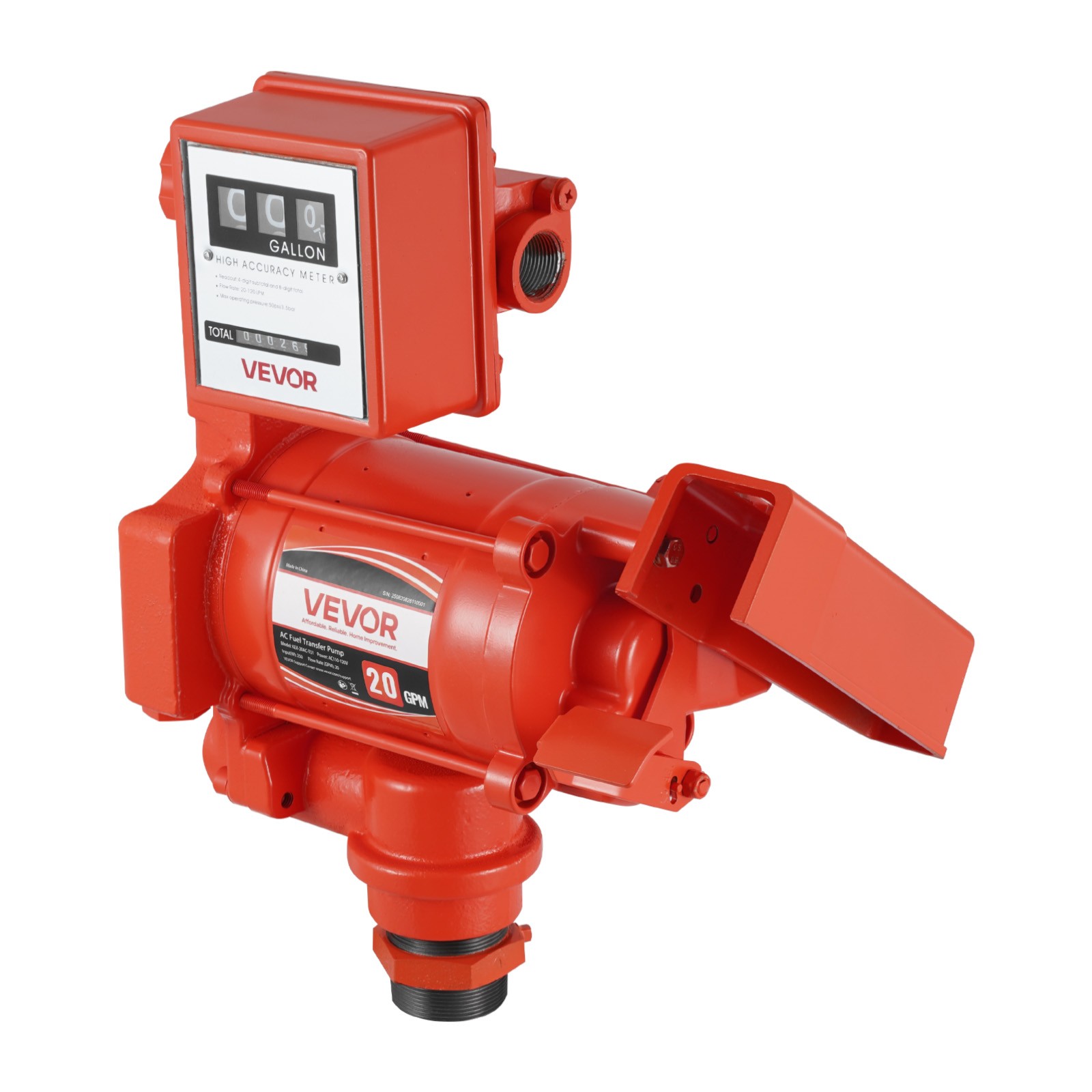 VEVOR Fuel Transfer Pump 110V Electric Oil Pump 20 GPM with Meter Fuel Nozzle