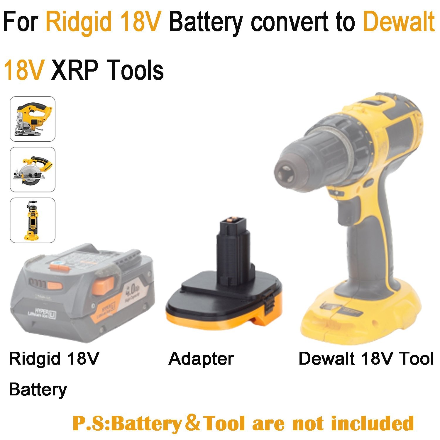 Adapter For Ridgid 18V AEG Lithium Battery Convert to For Dewalt 18V Ni-Cd Tools