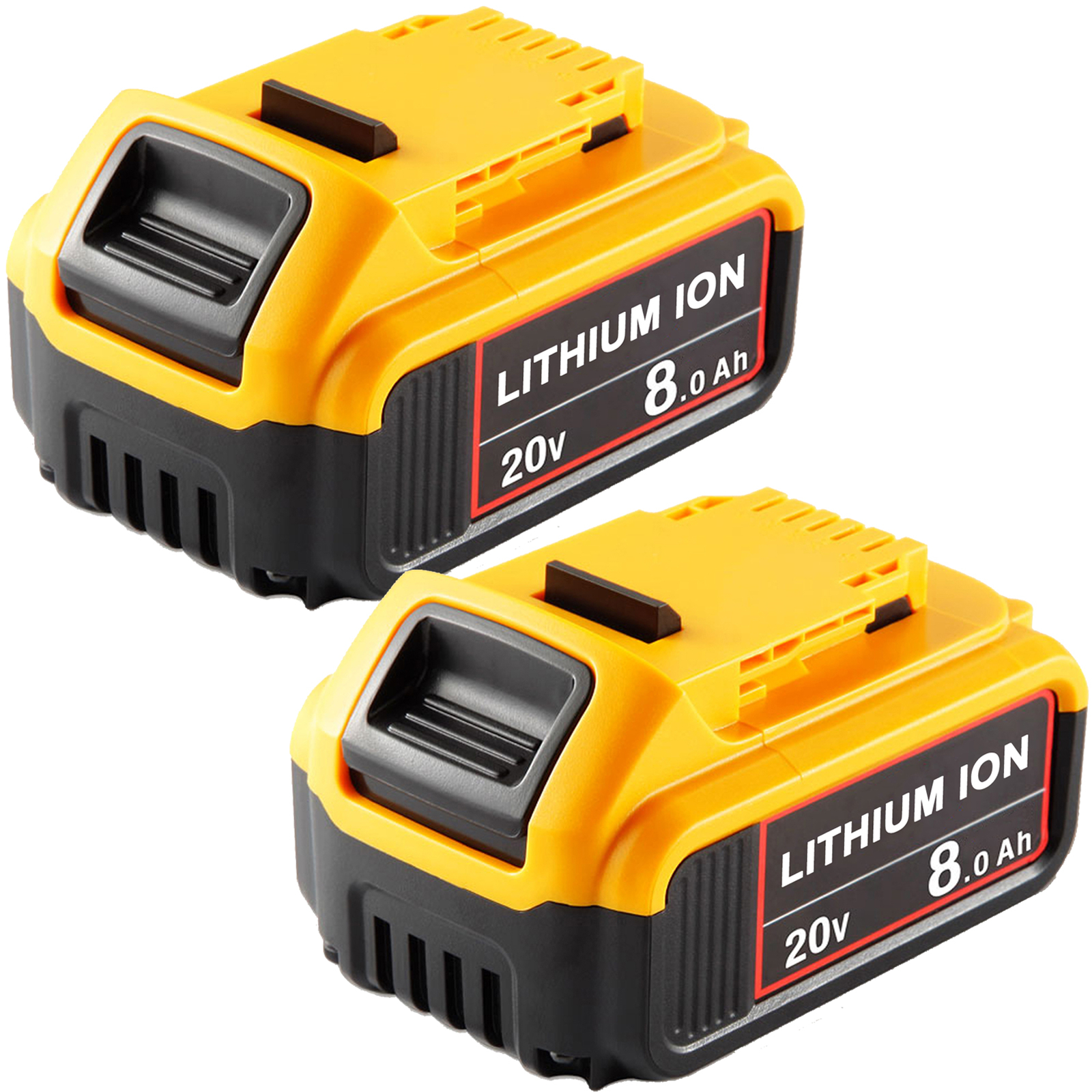 2 Pack 8.0AH for Dewalt 20V 20Volt Max XR Lithium Battery DCB206-2 DCB205 DCB200