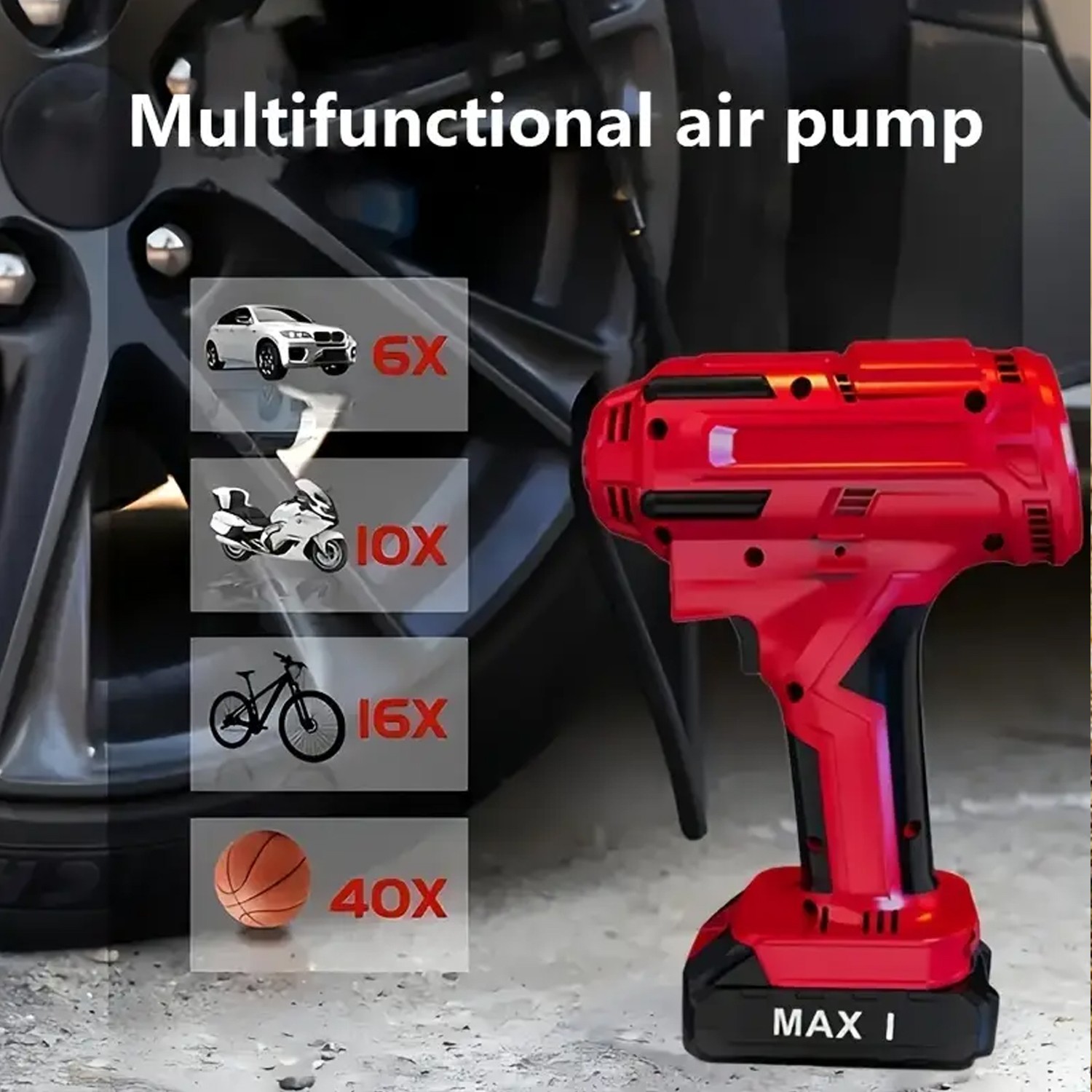 150PSI Cordless Tire Inflator Portable Air Compressor Car Air Tire Pump +Battery