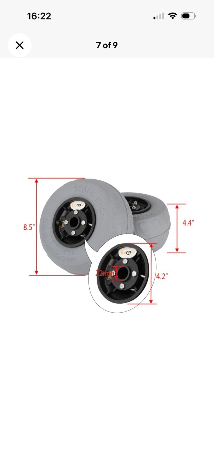 Bonnlo 8.5in Beach Balloon Wheels Set of 2 With Air Pump Sand Cart Replacement N
