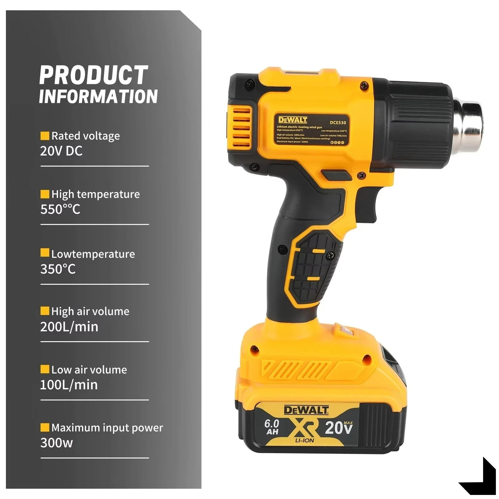 DEWALT DCE530N 20V MAX Cordless Compact Heat Gun Tool only
