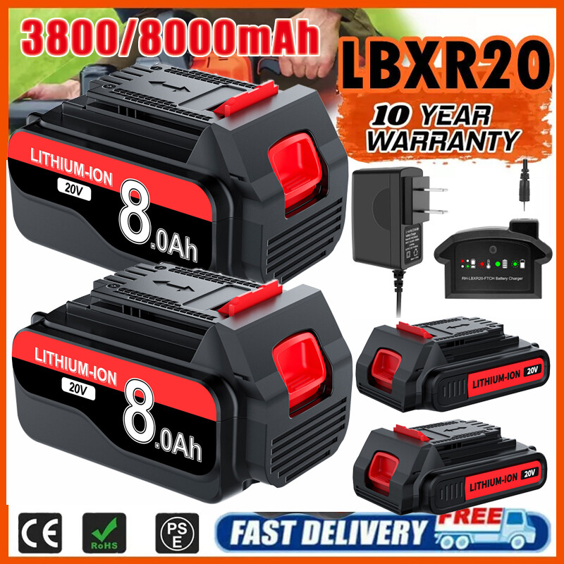 8.0Ah 20 Volt LB2X4020 Battery FOR Black and Decker 20V MAX Lithium LBXR20 LB20