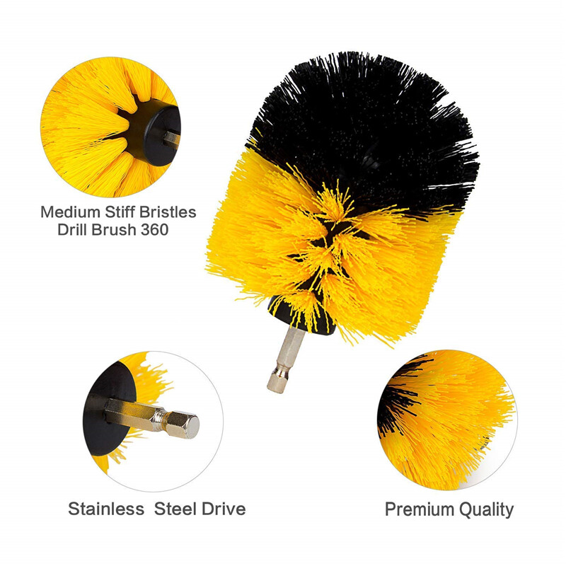 3 PCS Drill Brushes Set Tile Grout Power Scrubber Cleaner Spin Tub Shower Wall