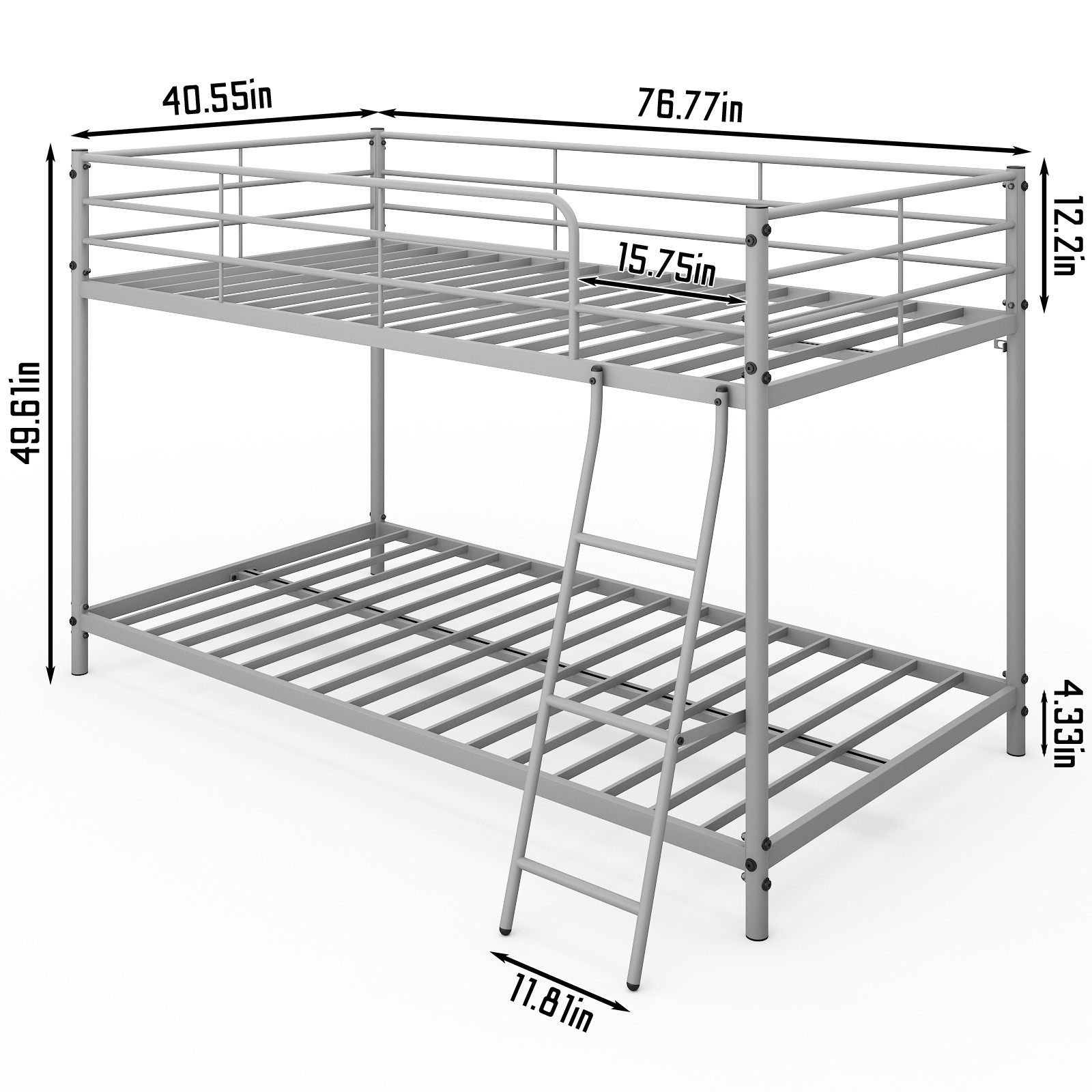 Twin Size Metal Bunk Bed for Kids Teens Adults Heavy Duty Metal Bunk Bed Pink