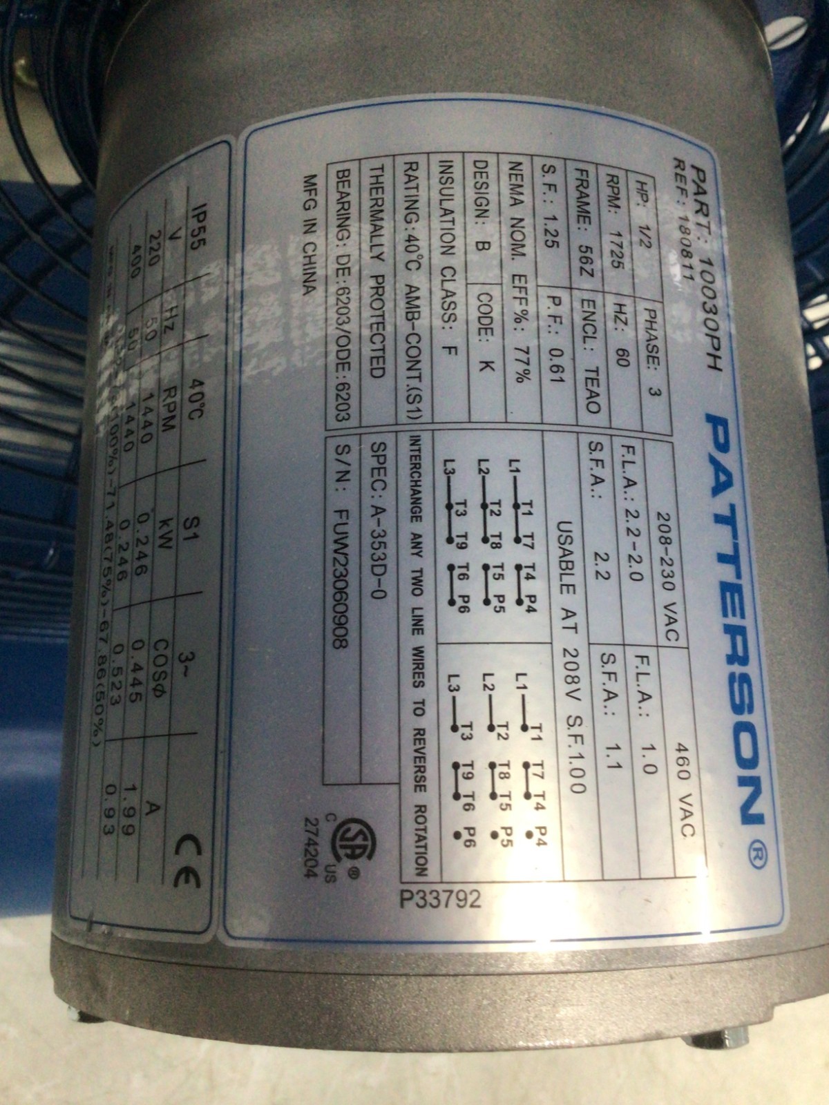 PATTERSON H22C High-Velocity Industrial Fan,5570 cfm 811J97