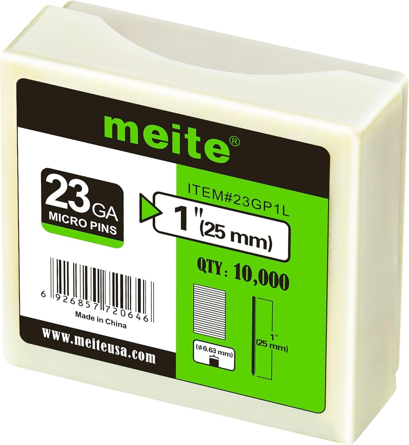10,000-240,000 PCS meite 23 Gauge 1 inch Micro Headless Pinner Nails Galvanized