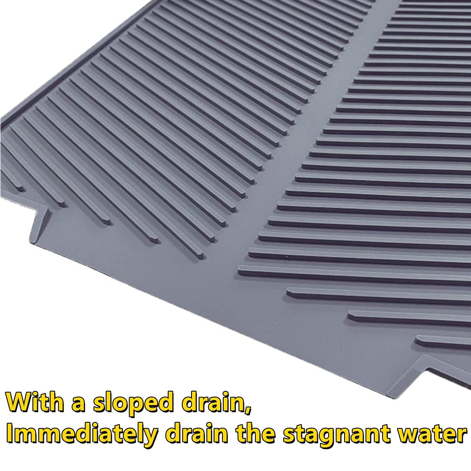 Silicone Dish Drying MatBuilt-in Drain Lip, Easy Clean Reusable Sink Mat, Fle…
