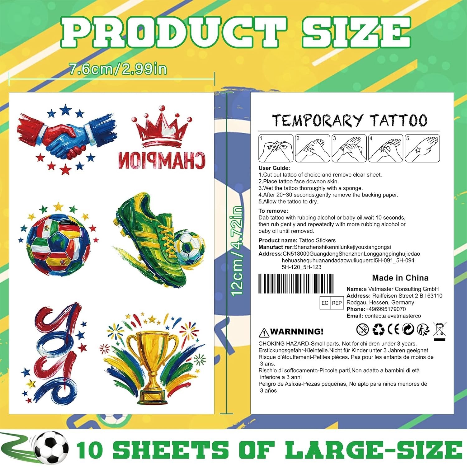 45 Pcs Soccer Tattoos for Kids, Teens, Adults – World Cup 2026 Merchandise, W…