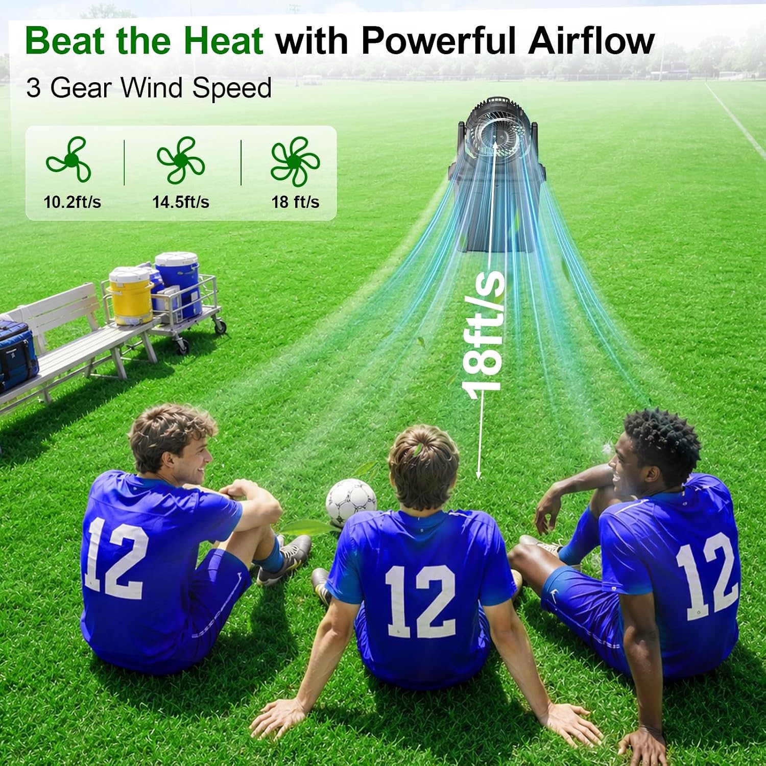 1.35 Gal Portable Misting Fan Outdoor Fans Patios [Max 30H] Rechargeable Battery