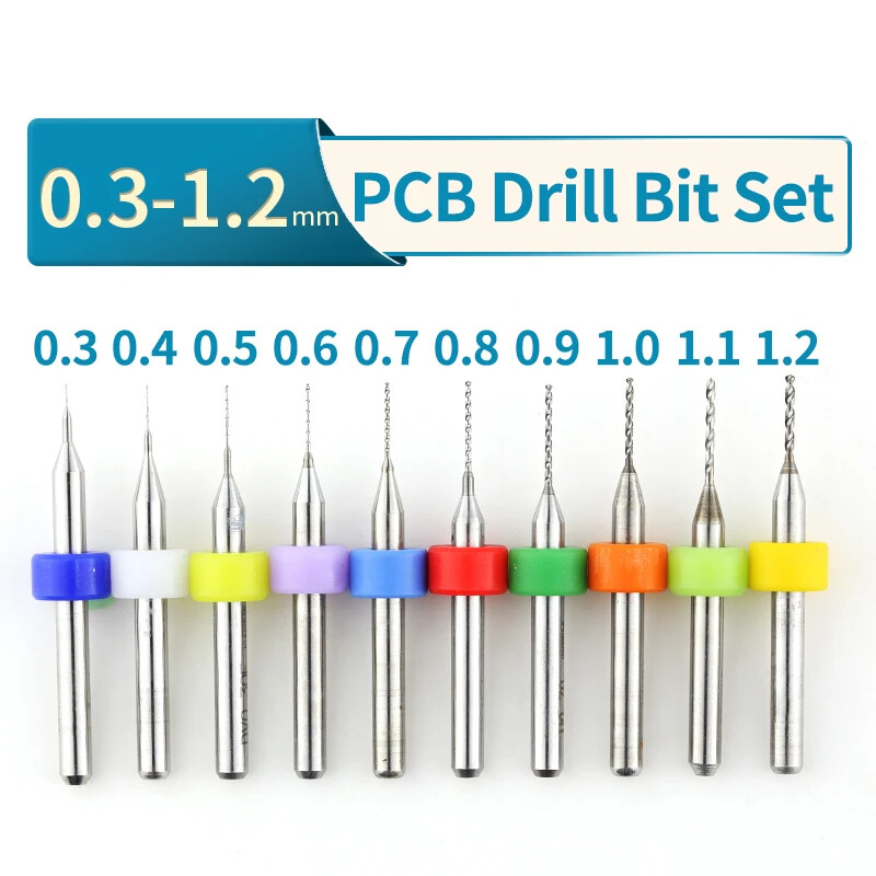10pcs Carbide Micro Mini CNC Drill Bit Set 0.1-3.0mm for PCB