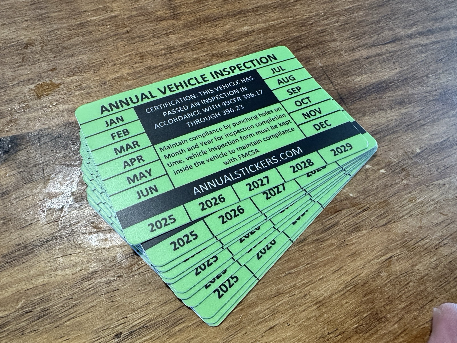 10 Pack Annual Vehicle Inspection Decal Sticker Trucks Trailers Semi Dot green