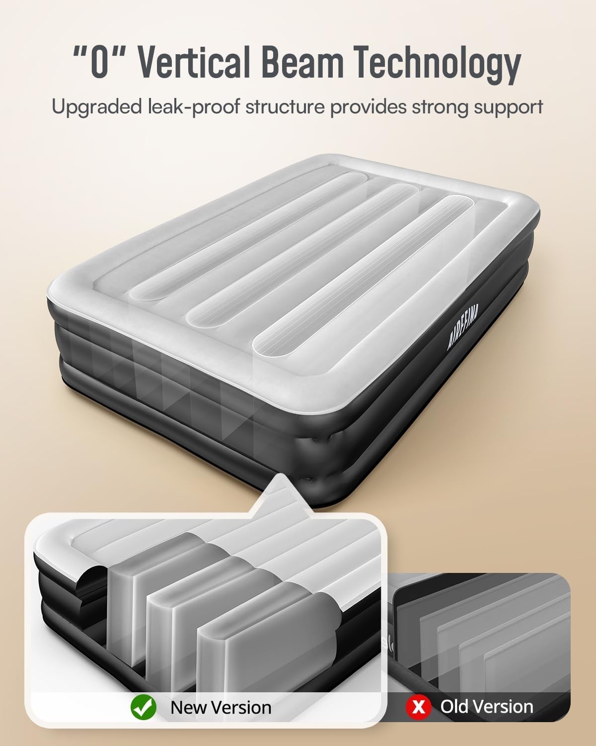 18″ Elevated Airbed Premium Full Size Air Mattress with Built-in Pump Camping