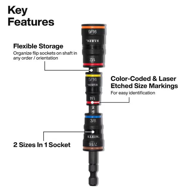 Klein Tools 32303HD 20-in-1 Impact Driver Set w/ Screwdriver Bits & Flip Sockets