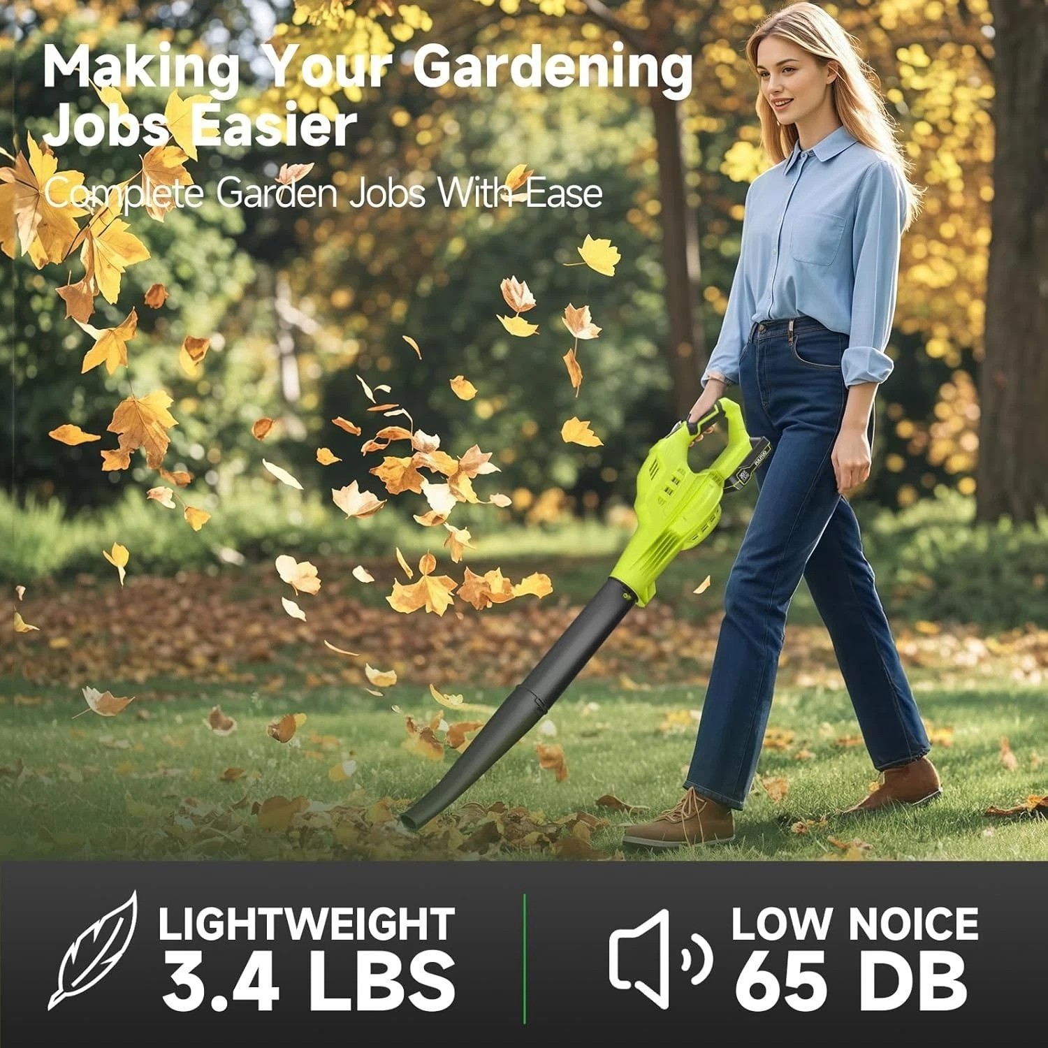 Effortless Cordless Leaf Blower with 3 Adjustable Speeds & 2 Batteries Included