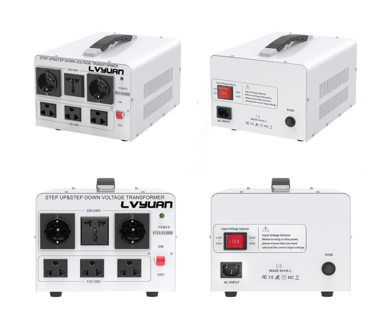 Transformador de voltaje 3000W elevador/reductor 110-240V con múltiples tomas y
