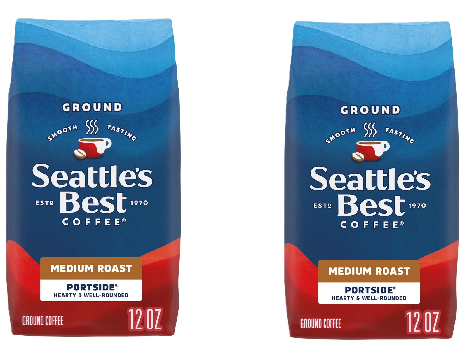 Seattle’s Best Coffee Portside Blend 12oz – Medium Roast Ground Coffee, 2 Pack
