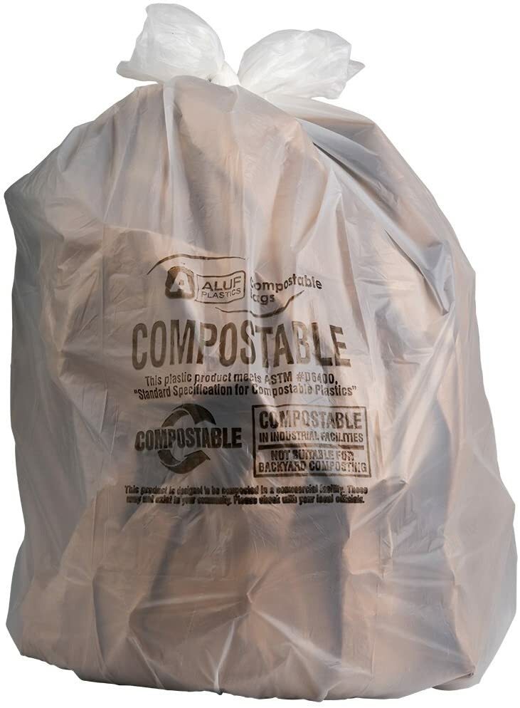 Plasticplace 20-30 Gallon Clear Compostable Trash Bags, 1.0 Mil, (75 Count)