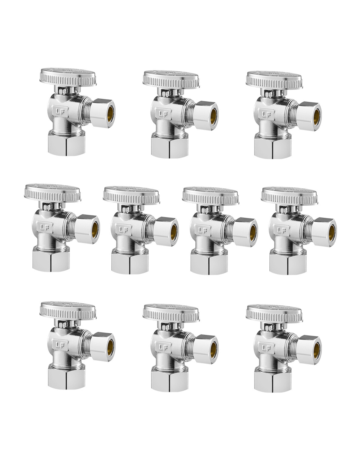 10-Pack Angle Stop Valve 1/4 Turn 5/8″ OD (1/2″ NOM) x 3/8″ OD Compression