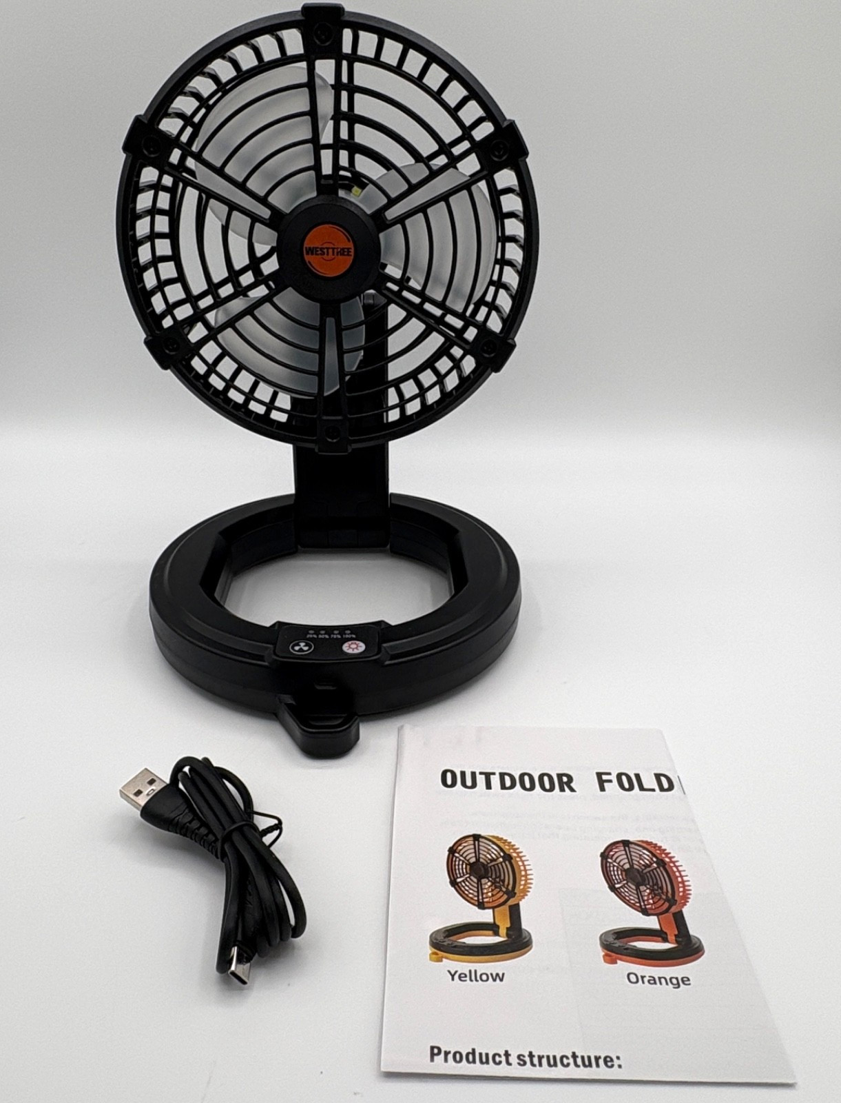 Westtree Portable Rechargeable Fan 6000mAh Black Stepless Speed