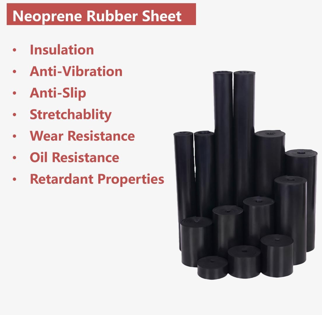 Neoprene Rubber Sheet Solid Strips Roll 1/16 .062×3 Inch 10 FT Weather