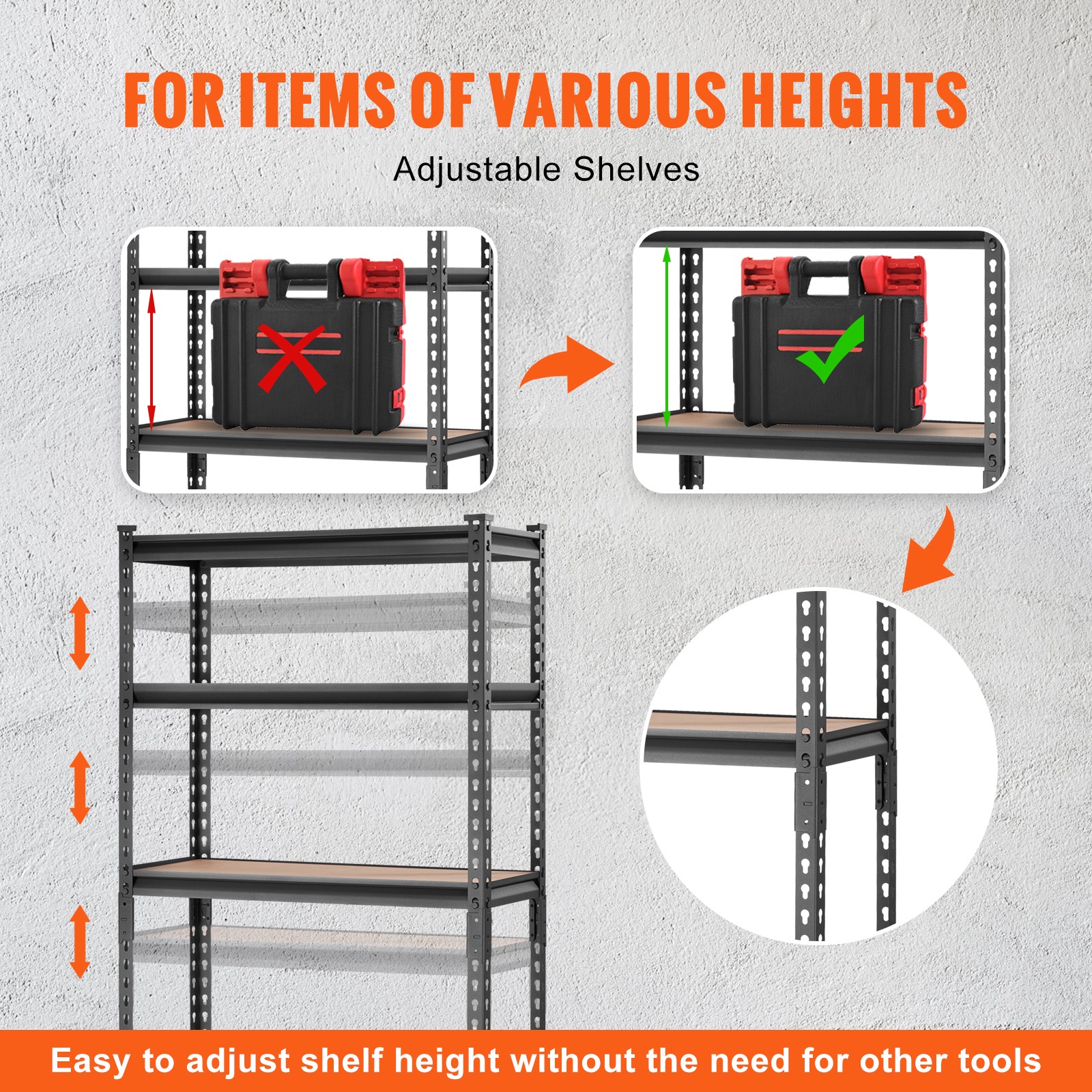 Storage Shelving Unit Garage Storage Rack 5-Tier Adjustable 2000 lbs Load