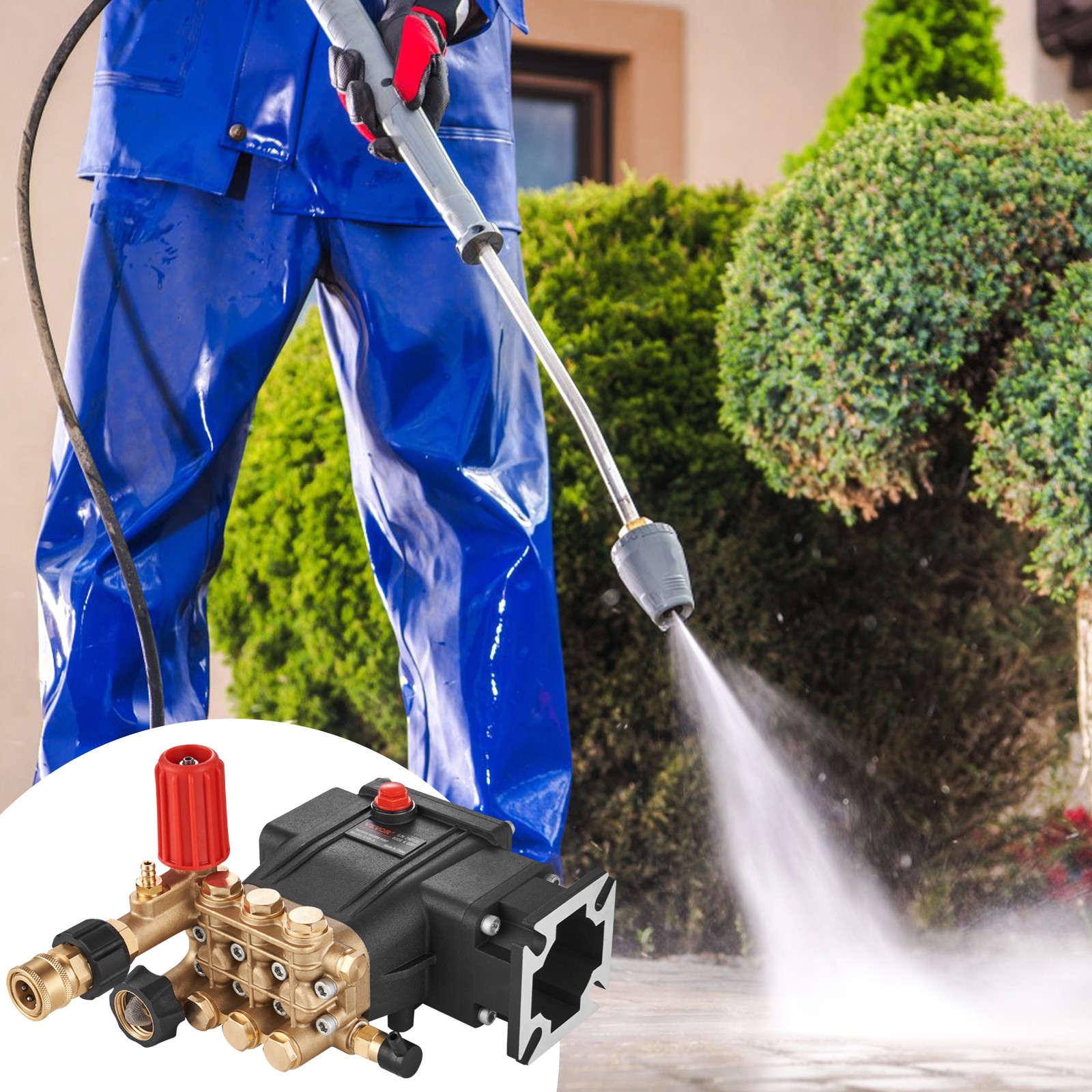 VEVOR Pressure Washer Pump Power Washer Pump 3/4″ Horizontal 3300 PSI 2.5 GPM