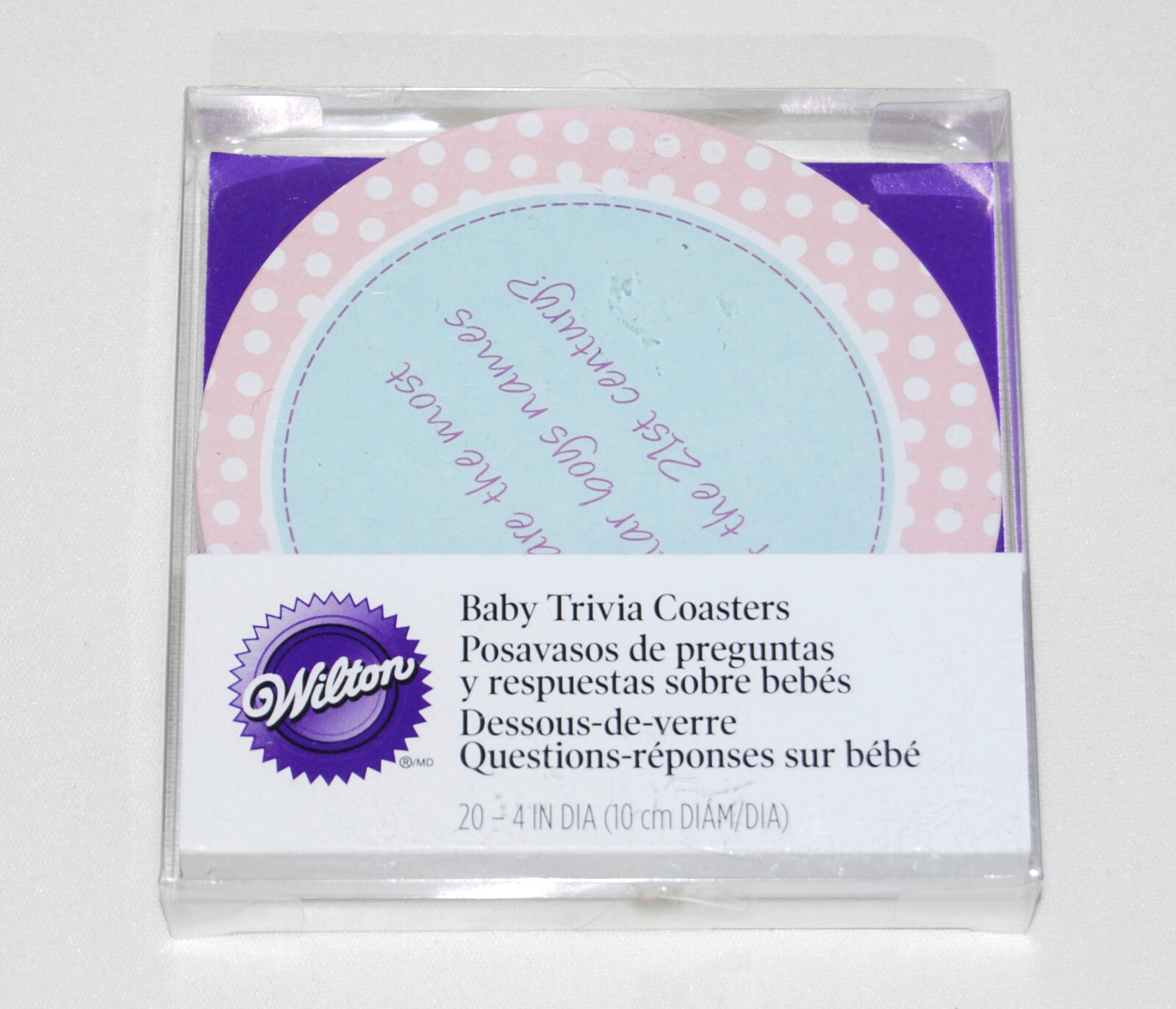 NIB Wilton Unisex Baby Shower Baby Trivia Coasters 20pc Set