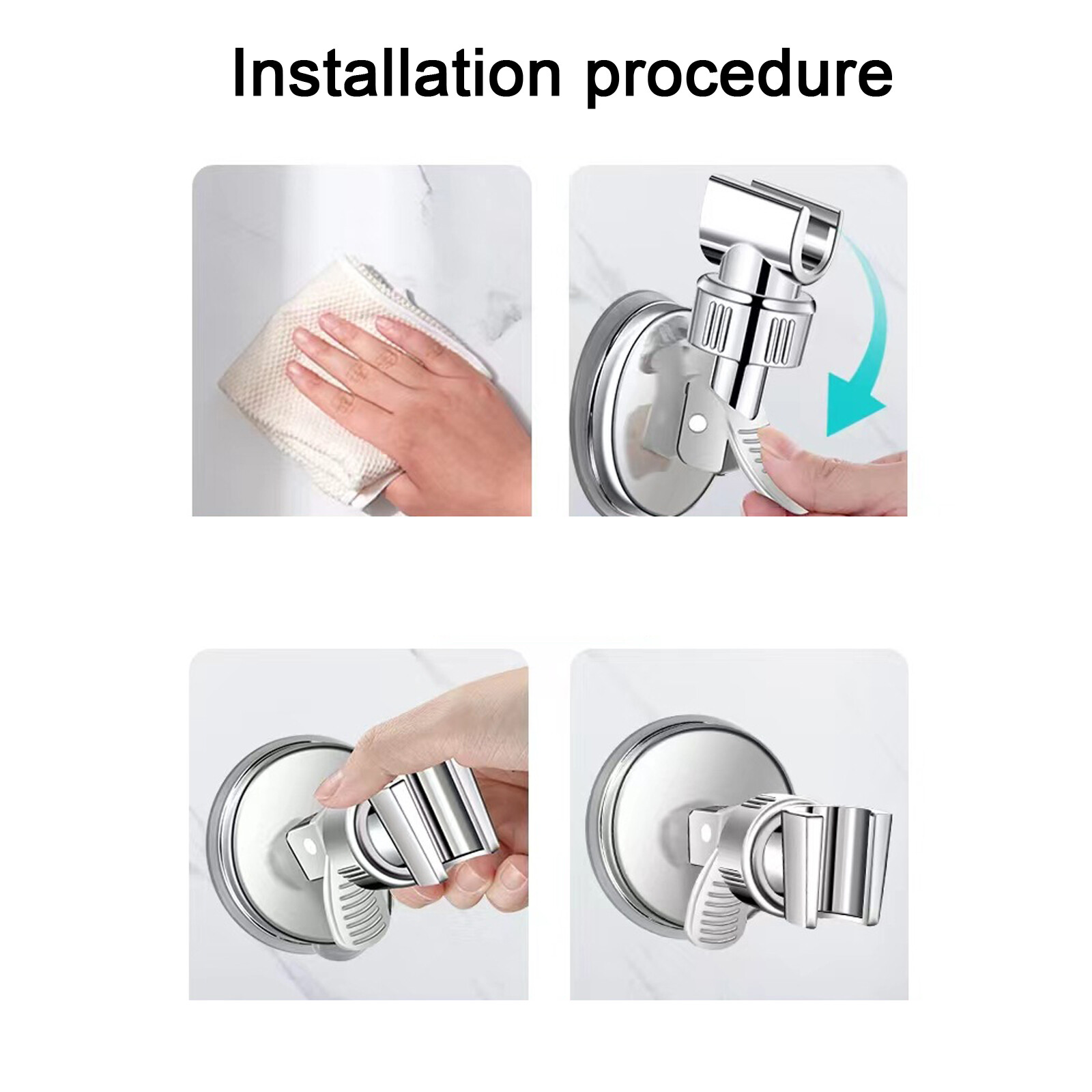Adjustable Shower Head Holder Suction Cup Handheld Wall Mount Bathroom Bracket