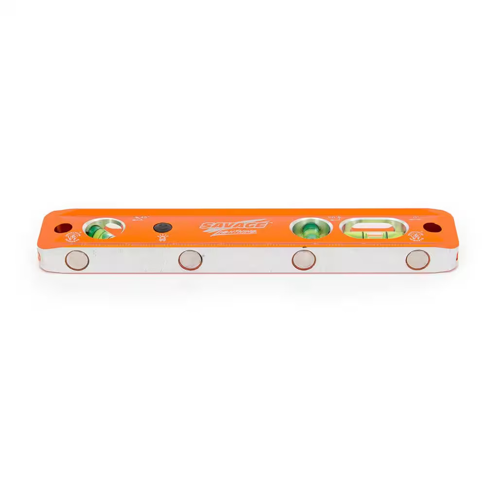 NEW Aluminum Lighted Magnetic Torpedo Level 9in 3 Vials, Ruler and Straight Edge