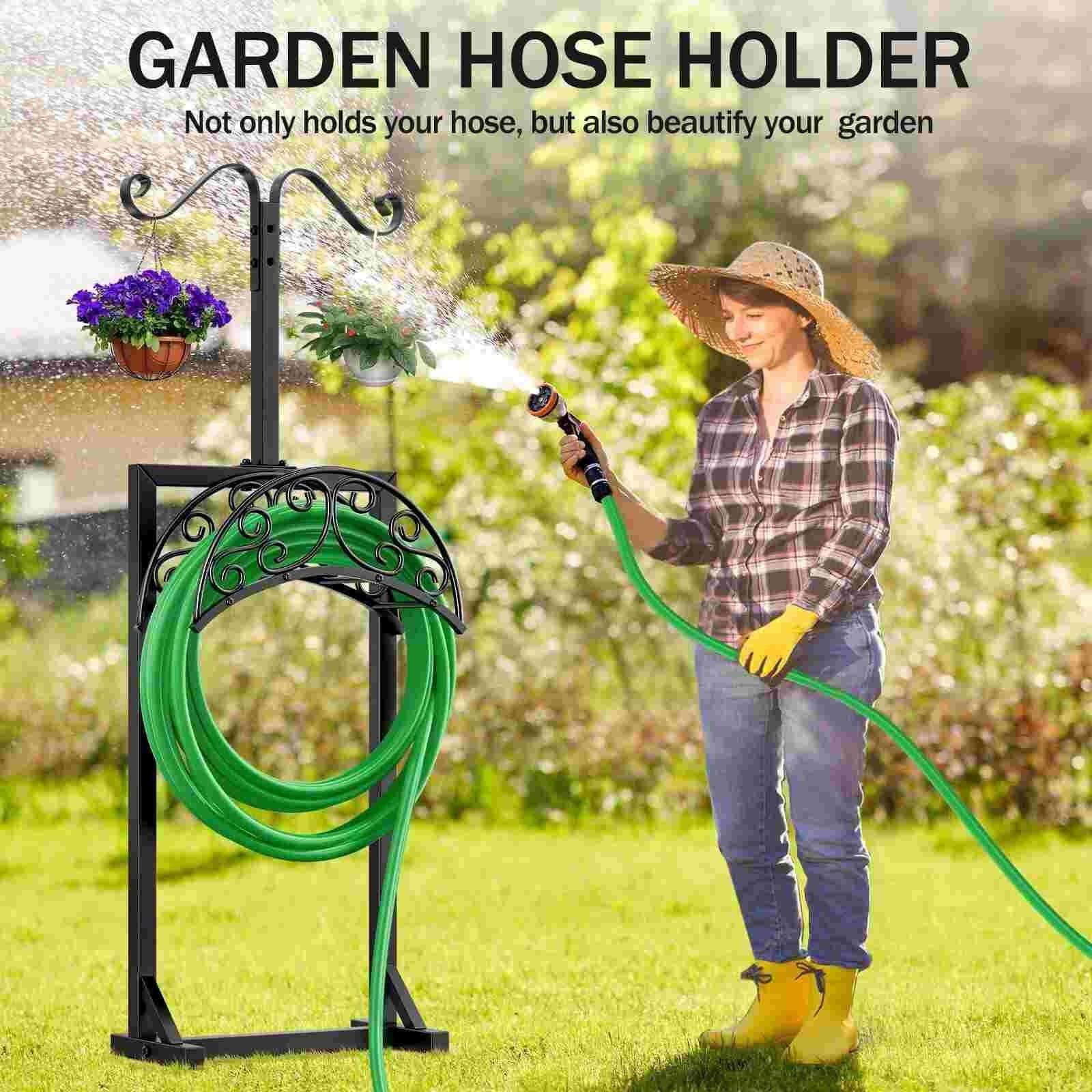 Garden Hose Holder Stake Stand Freestanding Hose Hanger for Yard