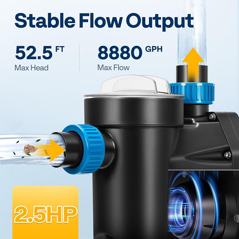 1.5/2.0/2.5HP Self Primming Swimming Pool Pump w/ Timer for in/Above Ground Pool
