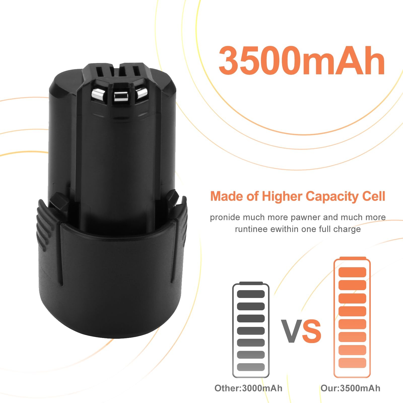 10.8V and 12V 3.5Ah Battery Compatible with Bosch BAT411