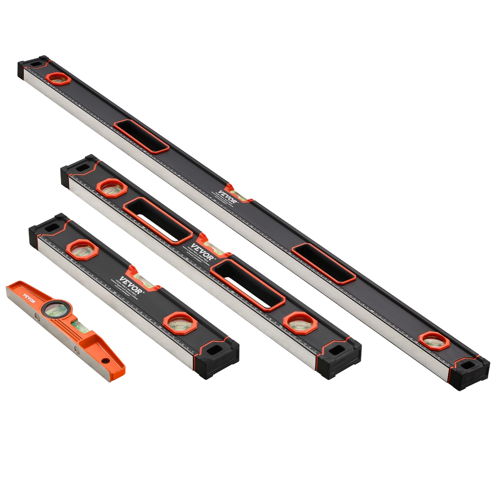 VEVOR 4PCS Torpedo Level 48/24/16/10 Inch Aluminum Alloy with Bubble Vials