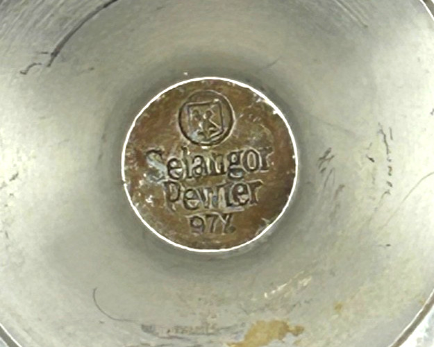 Vintage Selangor Pewter Goblet Cups Set of 2 Malaysia Small Wine Cups