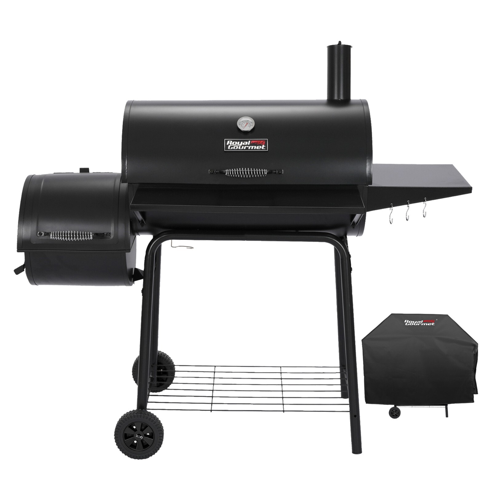 Royal Gourmet Charcoal Grill 30 IN Barrel with BBQ Cover Outdoor Backyard Patio