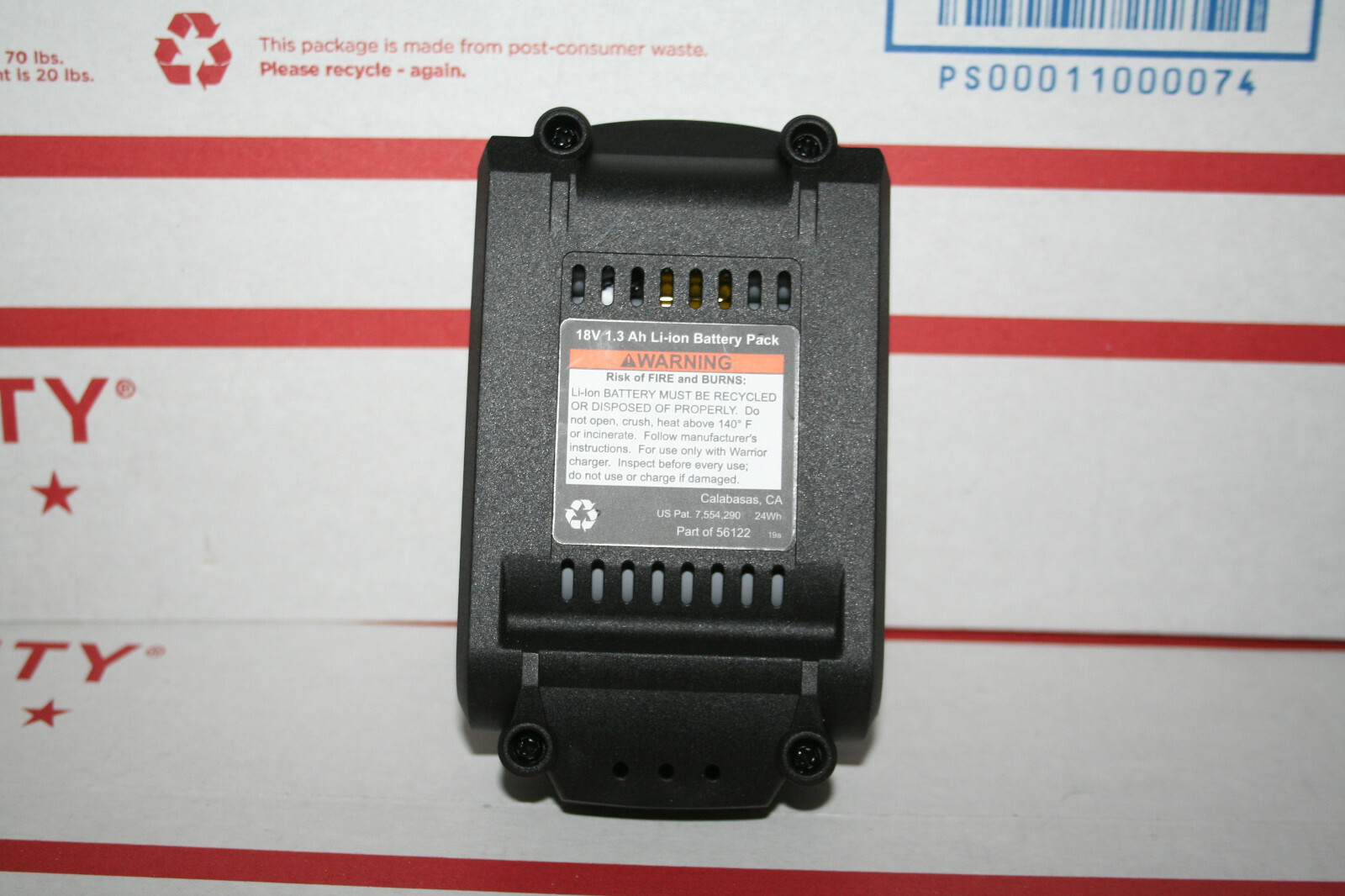 Warrior 18V Lithium Battery Pack 1.3 Ah With Charger LED Status Indicator 58389