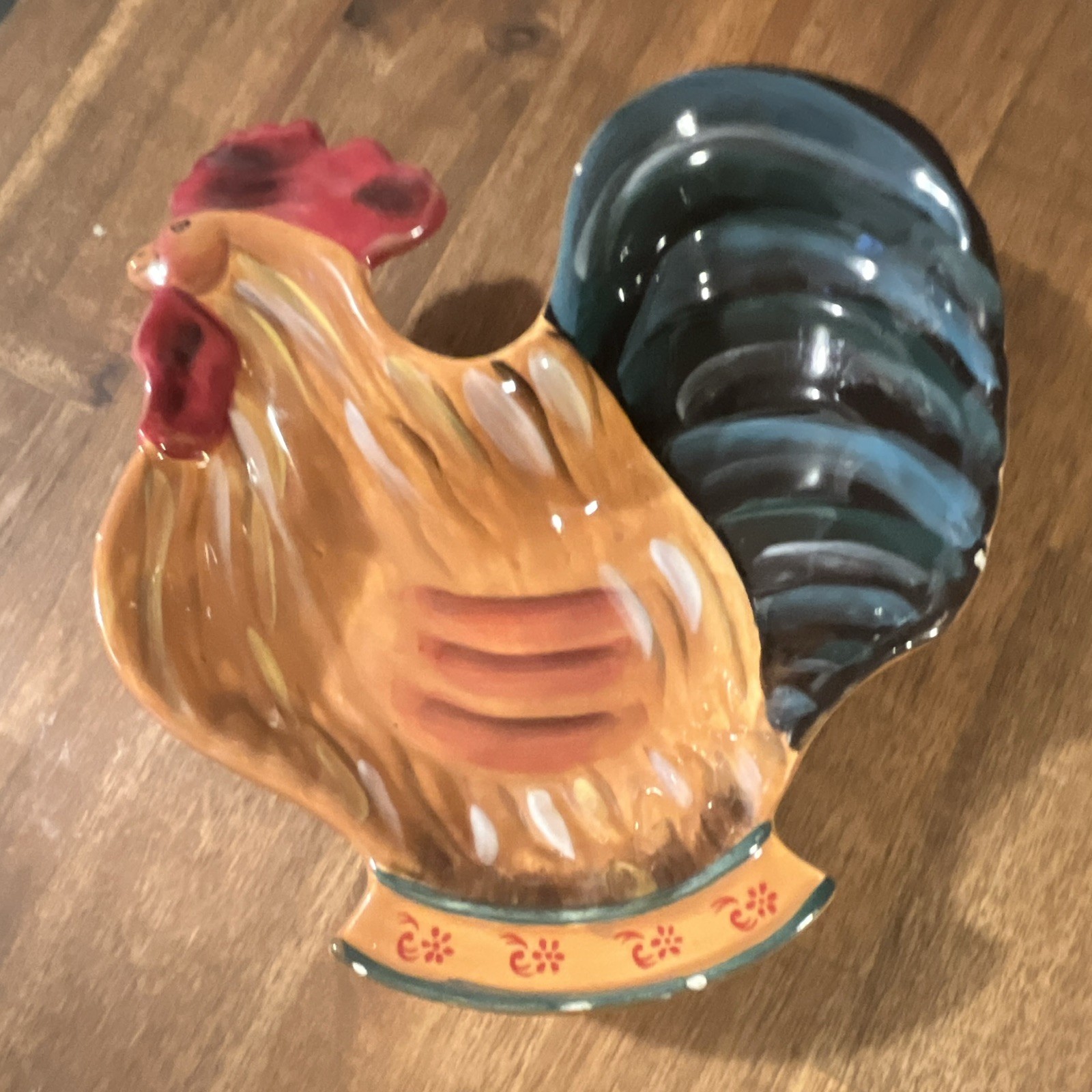 Ceramic Rooster Pattern dipping bowl, Multicolor Animal Theme, Less Than 10 in